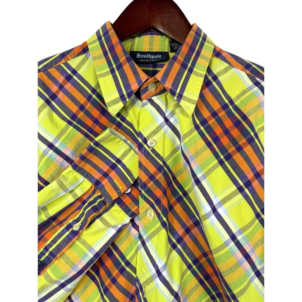 Southpole Signature Series Plaid Button Down Shirt Mens XL Colorful